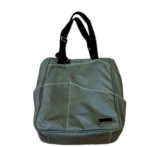 Maggie Mather tennis tote bag gray pink zebra lined